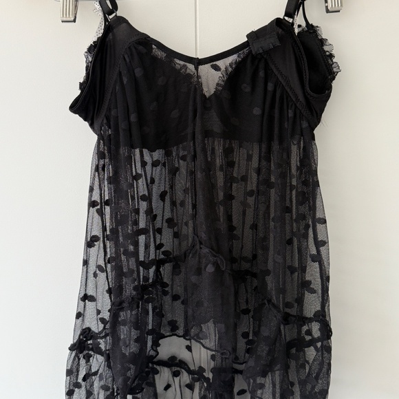 Black Babydoll Top with Polka Dot Bows - Picture 2 of 3